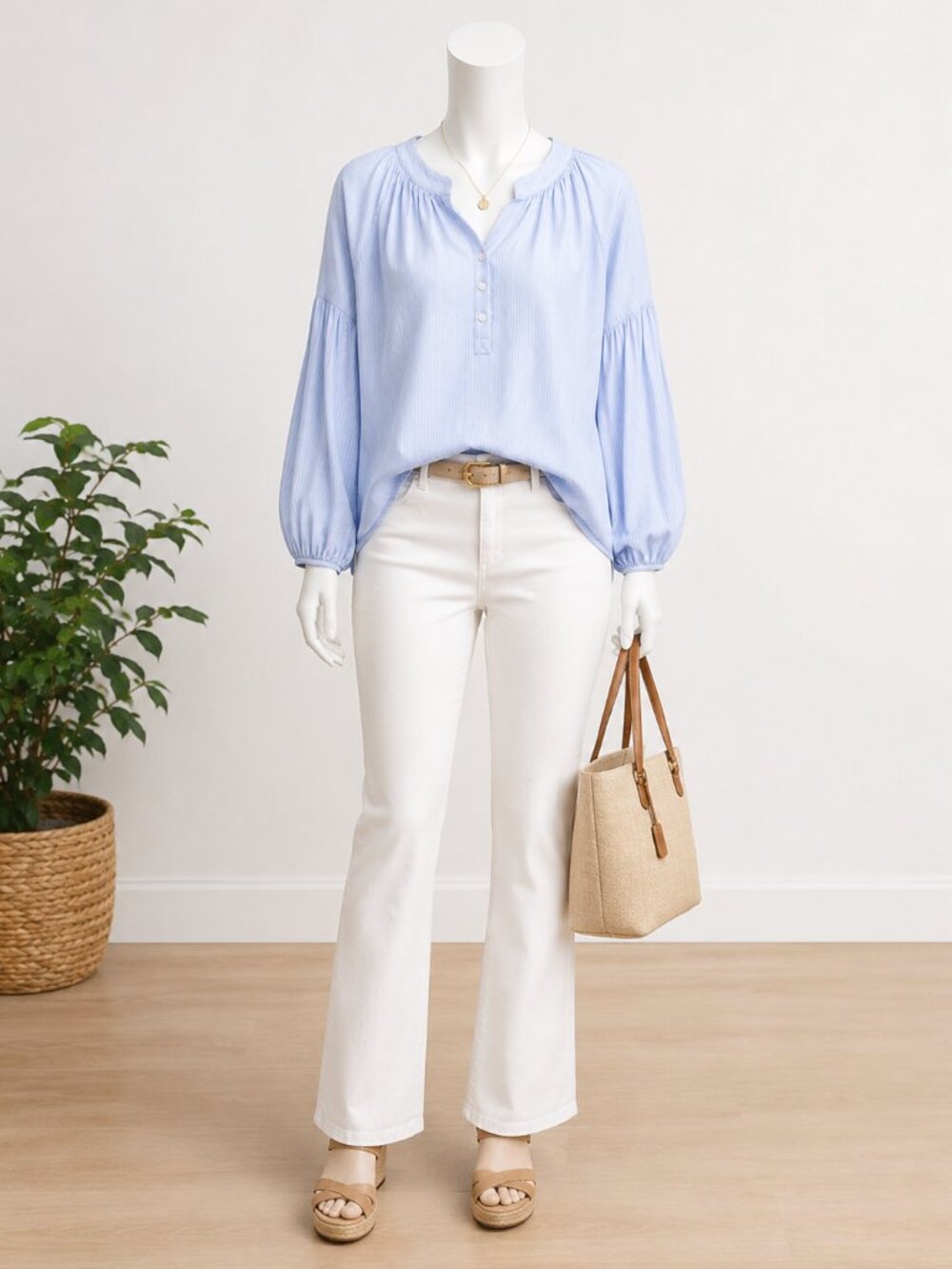 Lane Bryant Light Blue Blouse Long Sleeve